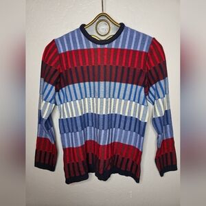 Vintage Demetre Striped Multicolor Womens Sweater Pure Wool Size Medium